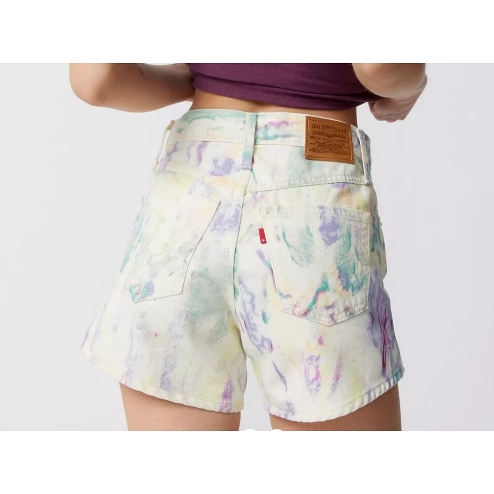 Levi's 80’s Mom Shorts White Tie Dye 100% cotton pockets denim multicolor #R37 - Picture 4 of 12